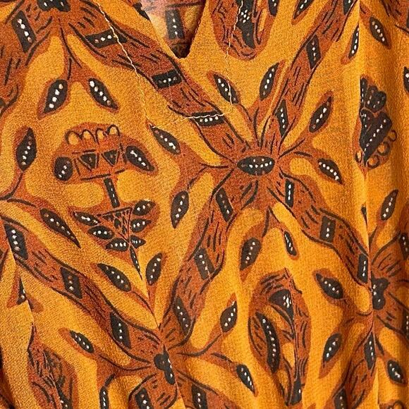 ULLA JOHNSON Aliya Silk Ruffled Long Sleeve Midi Dress Ochre - Picture 13 of 14